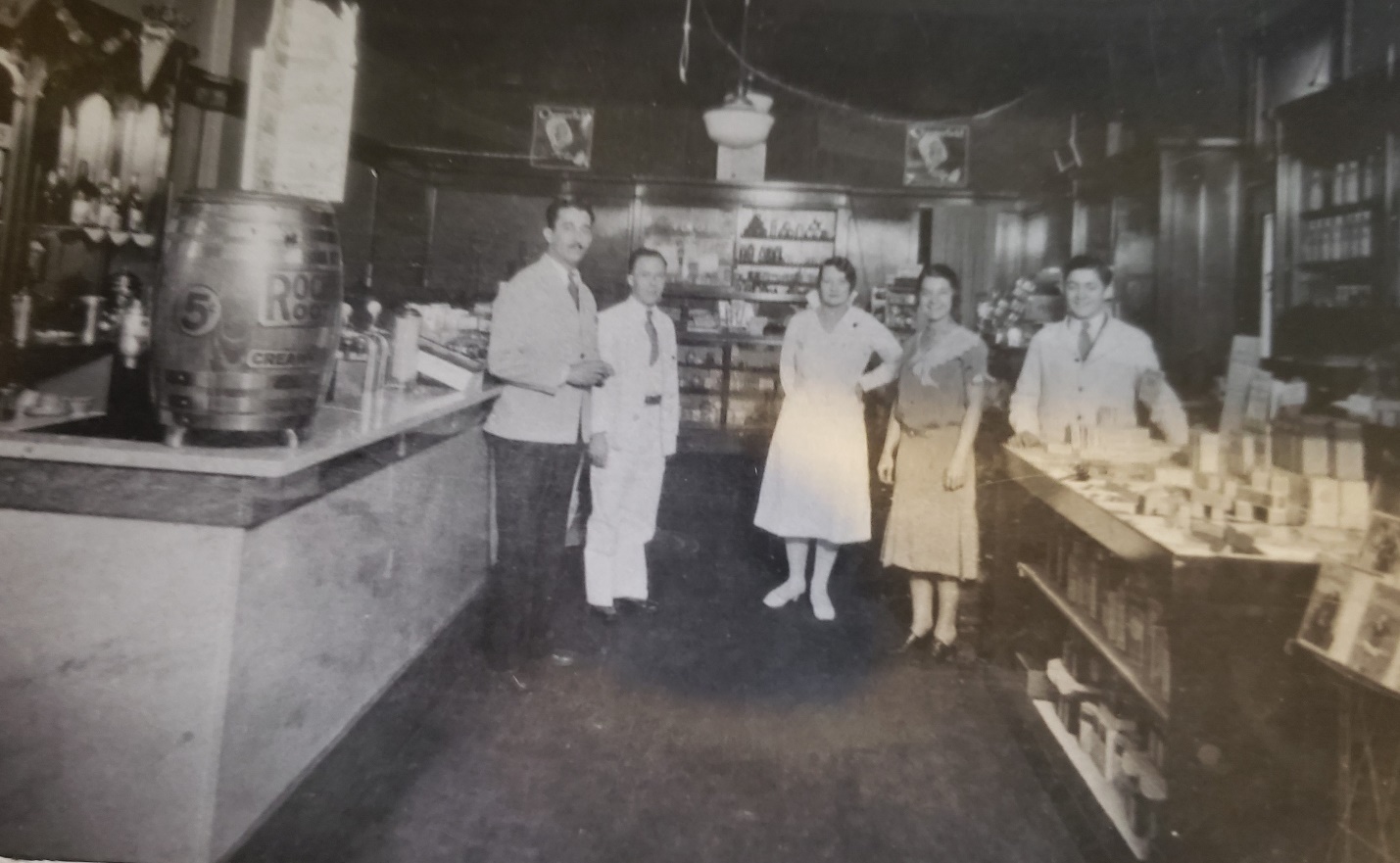 Interior view of Schwartz Pharmacy, Madison, ca 1930.